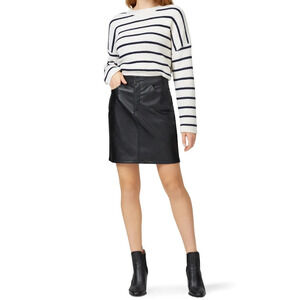 Fifteen Twenty Black Vegan Faux Leather Skirt Sz 14 Mid Thigh Leg Rent Runway